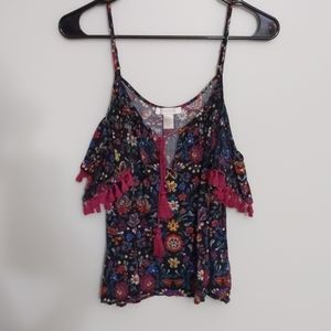 Printed Cold Shoulder Top